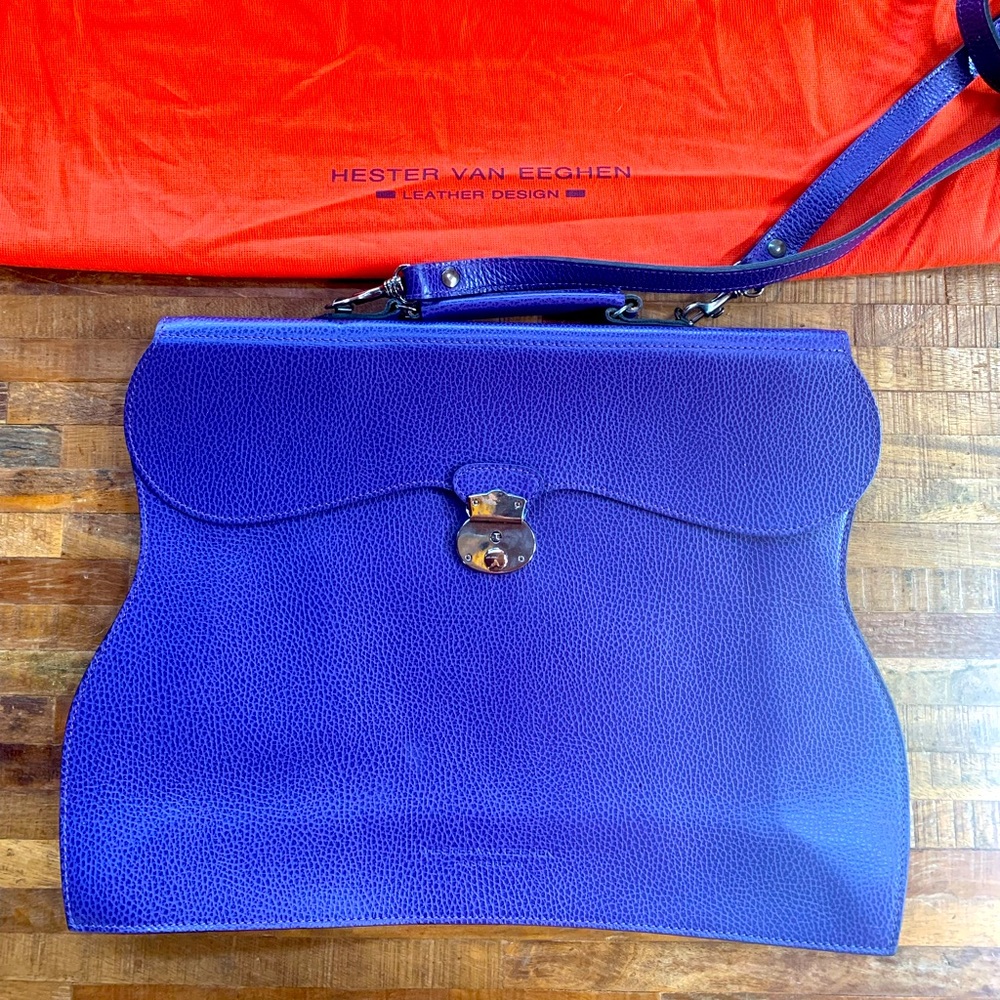 Hester Van Purple Eeghen Leather Briefcase GREAT condition